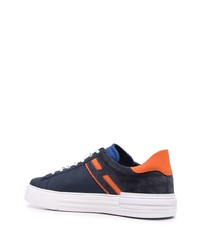 dunkelblaue Leder niedrige Sneakers von Hogan