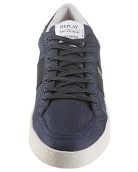 dunkelblaue Leder niedrige Sneakers von Replay