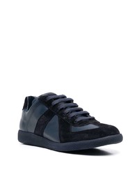 dunkelblaue Leder niedrige Sneakers von Maison Margiela