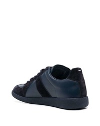 dunkelblaue Leder niedrige Sneakers von Maison Margiela