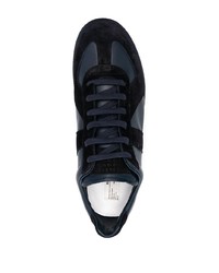 dunkelblaue Leder niedrige Sneakers von Maison Margiela