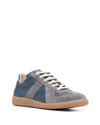 dunkelblaue Leder niedrige Sneakers von Maison Margiela