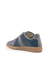 dunkelblaue Leder niedrige Sneakers von Maison Margiela