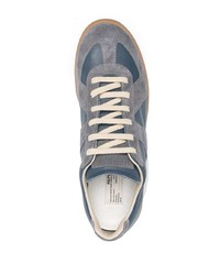 dunkelblaue Leder niedrige Sneakers von Maison Margiela