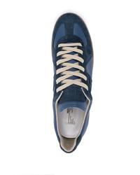 dunkelblaue Leder niedrige Sneakers von Maison Margiela