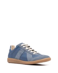 dunkelblaue Leder niedrige Sneakers von Maison Margiela