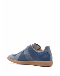 dunkelblaue Leder niedrige Sneakers von Maison Margiela