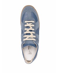 dunkelblaue Leder niedrige Sneakers von Maison Margiela