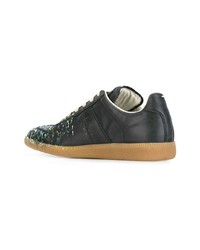 dunkelblaue Leder niedrige Sneakers von Maison Margiela