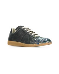 dunkelblaue Leder niedrige Sneakers von Maison Margiela