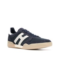 dunkelblaue Leder niedrige Sneakers von Hogan