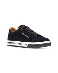 dunkelblaue Leder niedrige Sneakers von Dolce & Gabbana