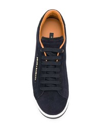 dunkelblaue Leder niedrige Sneakers von Dolce & Gabbana