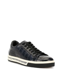 dunkelblaue Leder niedrige Sneakers von Dolce & Gabbana