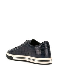 dunkelblaue Leder niedrige Sneakers von Dolce & Gabbana