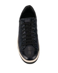 dunkelblaue Leder niedrige Sneakers von Dolce & Gabbana