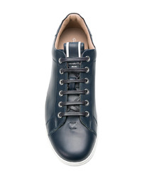 dunkelblaue Leder niedrige Sneakers von Gianvito Rossi