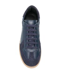 dunkelblaue Leder niedrige Sneakers von Scarosso