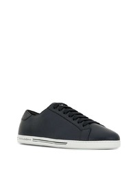 dunkelblaue Leder niedrige Sneakers von Dolce & Gabbana