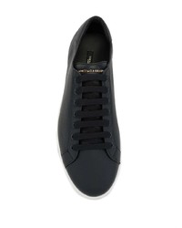 dunkelblaue Leder niedrige Sneakers von Dolce & Gabbana