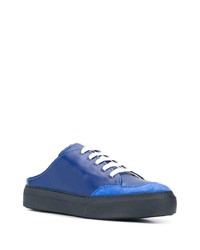 dunkelblaue Leder niedrige Sneakers von Sunnei