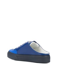 dunkelblaue Leder niedrige Sneakers von Sunnei