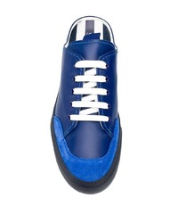 dunkelblaue Leder niedrige Sneakers von Sunnei