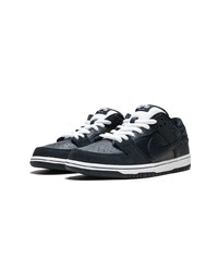 dunkelblaue Leder niedrige Sneakers von Nike