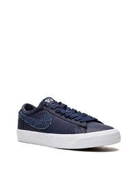 dunkelblaue Leder niedrige Sneakers von Nike