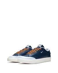 dunkelblaue Leder niedrige Sneakers von Nike