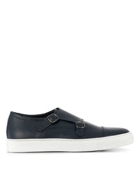 dunkelblaue Leder niedrige Sneakers von Scarosso