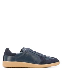 dunkelblaue Leder niedrige Sneakers von Scarosso