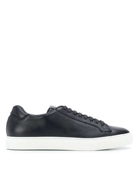 dunkelblaue Leder niedrige Sneakers von Scarosso