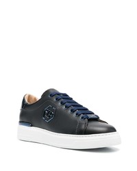 dunkelblaue Leder niedrige Sneakers von Philipp Plein