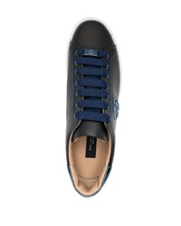 dunkelblaue Leder niedrige Sneakers von Philipp Plein