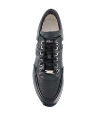 dunkelblaue Leder niedrige Sneakers von Baldinini