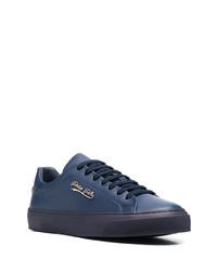 dunkelblaue Leder niedrige Sneakers von Philipp Plein