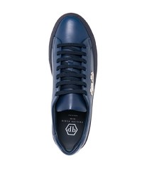 dunkelblaue Leder niedrige Sneakers von Philipp Plein