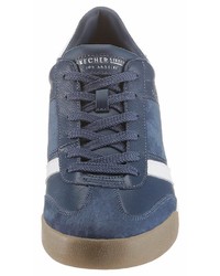 dunkelblaue Leder niedrige Sneakers von Skechers