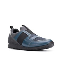 dunkelblaue Leder niedrige Sneakers von Trussardi Jeans