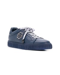 dunkelblaue Leder niedrige Sneakers von Philipp Plein