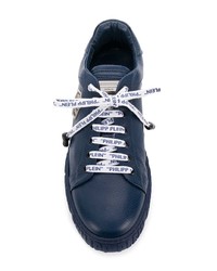 dunkelblaue Leder niedrige Sneakers von Philipp Plein