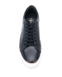 dunkelblaue Leder niedrige Sneakers von Paul Smith