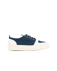 dunkelblaue Leder niedrige Sneakers von Sunnei