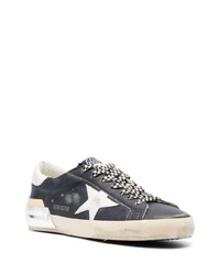 dunkelblaue Leder niedrige Sneakers von Golden Goose