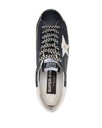 dunkelblaue Leder niedrige Sneakers von Golden Goose