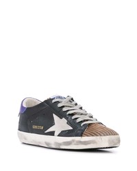 dunkelblaue Leder niedrige Sneakers von Golden Goose