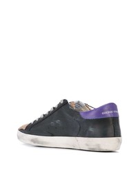 dunkelblaue Leder niedrige Sneakers von Golden Goose