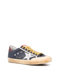 dunkelblaue Leder niedrige Sneakers von Golden Goose