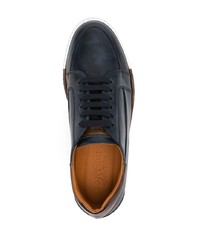 dunkelblaue Leder niedrige Sneakers von Bontoni